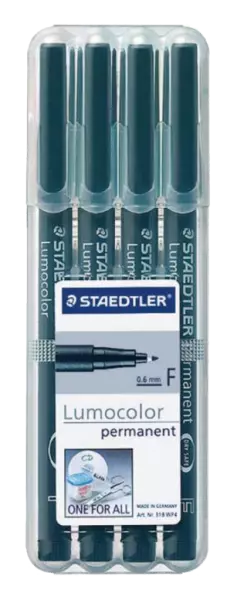 4 feutres Lumocolor encre permanente, noir