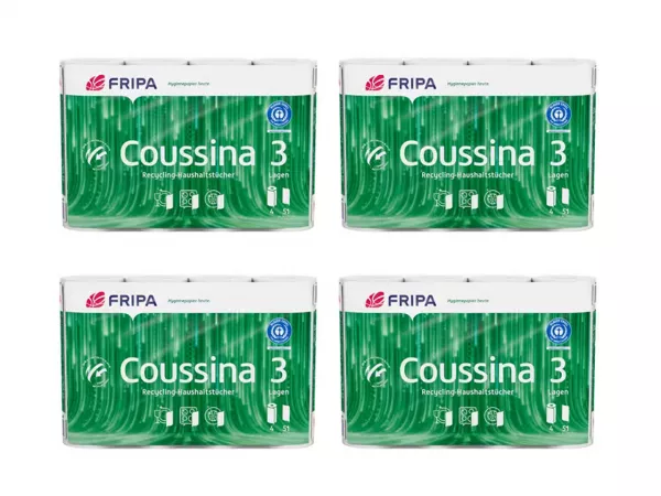 4 rouleaux d\'essuie-tout, 3 couches, papier recycl�