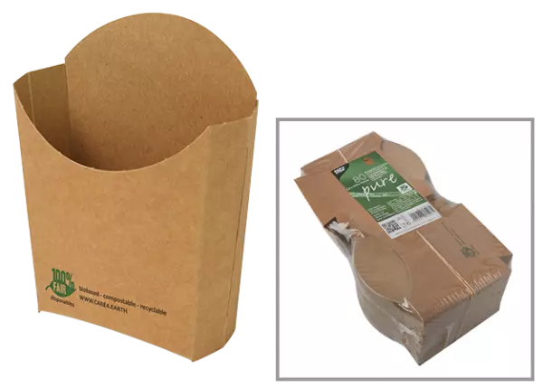 400 barquettes � frites Pure, carton FSC L140xP40xH135 mm