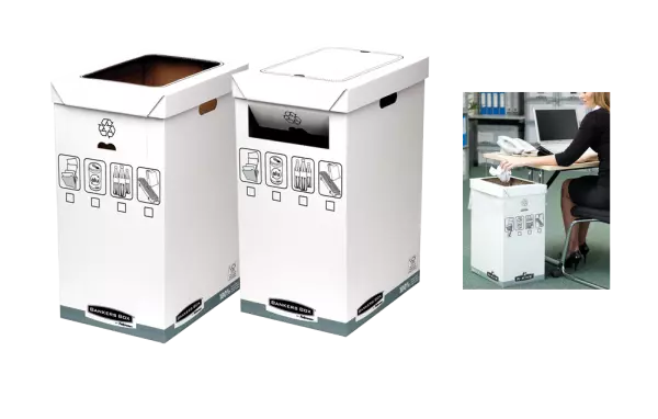 5 bacs de collecte s�lective en carton recycl�