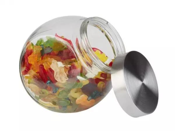 5 bomboni�res verre couvercle inox