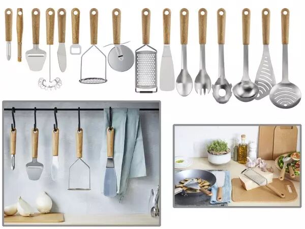 5 ustensiles inox, manche biosourc�