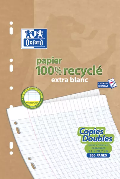 50 copies doubles Oxford A4 90g recycl� Sey�s - 200 pages