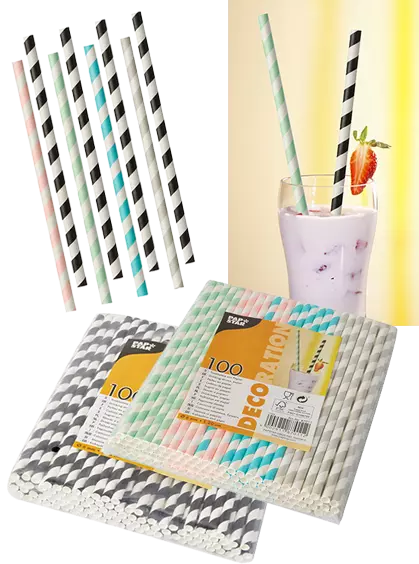 500 pailles papier FSC Pure L200x�6 mm, stri�es