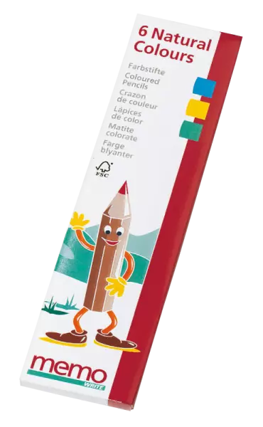 6 crayons de couleurs \ nature\  bois FSC, 6 couleurs assorties