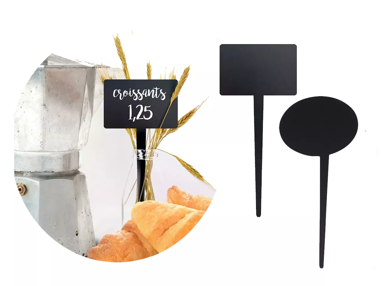 Affichettes fa&ccedil;on ardoise, &agrave; planter + marqueurs craies