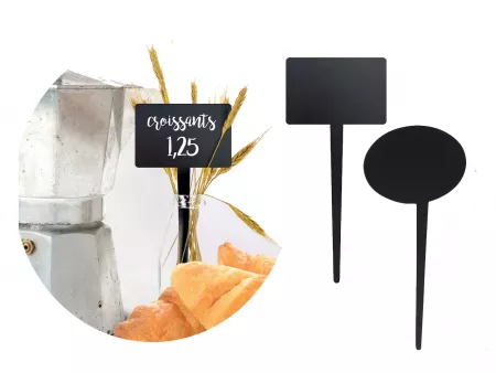 Affichettes fa&ccedil;on ardoise, &agrave; planter + marqueurs craies