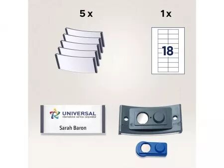 Badges nominatifs Avery \ Polar30\  aimantés 70x30 mm, noir