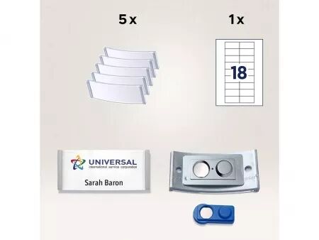 Badges nominatifs Avery \ Polar30\  aimantés 70x30 mm, noir