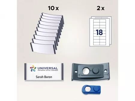 Badges nominatifs Avery \ Polar30\  aimantés 70x30 mm, noir