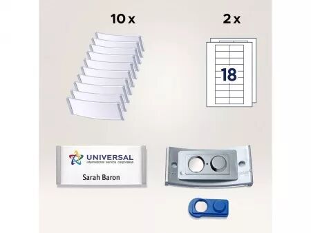 Badges nominatifs Avery \ Polar30\  aimantés 70x30 mm, noir