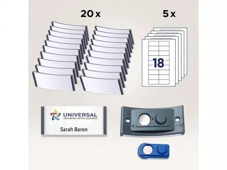 Badges nominatifs Avery \ Polar30\  aimantés 70x30 mm, noir