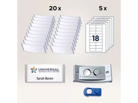 Badges nominatifs Avery \ Polar30\  aimantés 70x30 mm, noir