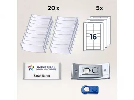 Badges nominatifs Avery \ Polar35\  avec aimant, 80 x 34 mm