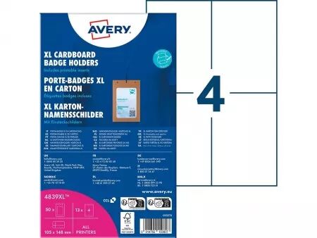 Badges nominatifs en carton XL Avery