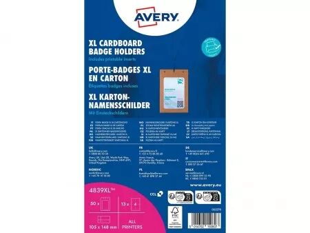 Badges nominatifs en carton XL Avery