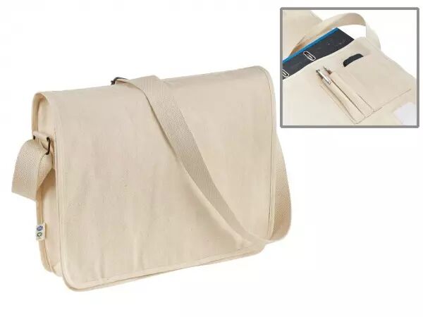 Besace en coton bio et �quitable 328 g/m�, L37xH32xP9 cm