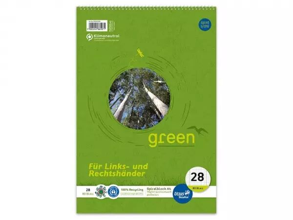 Bloc � spirale papier recycl� petits carreaux 70 g, 160 pages