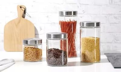 Bocal rond en verre avec couvercle en inox, VIO