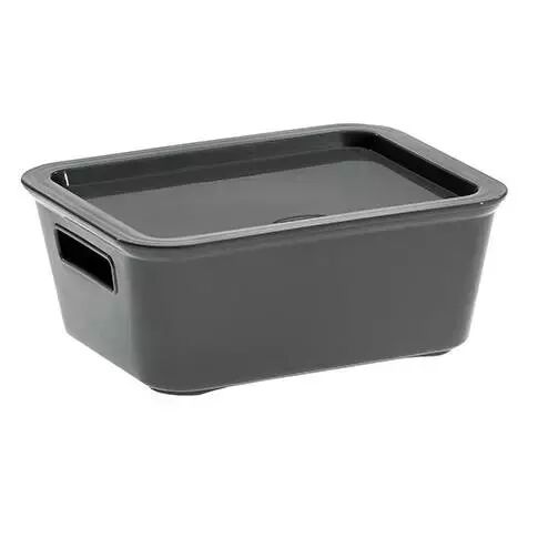 Bo�te de rangement Bella avec couvercle, en plastique recycl�, anthracite