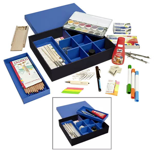 Bo�te de rangement NIPS, carton, noir/bleu