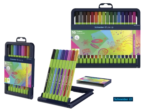 Bo�te stylos-feutres bioplast. pointe fine Line-Up