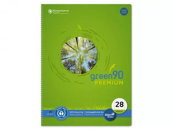 Cahier � spirale Green Premium A4 petits carreaux 90 g