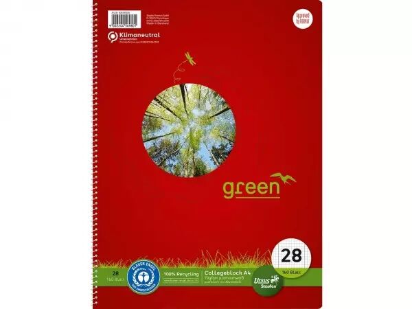 Cahier � spirale Ursus Green 160 pages A4, petits carreaux