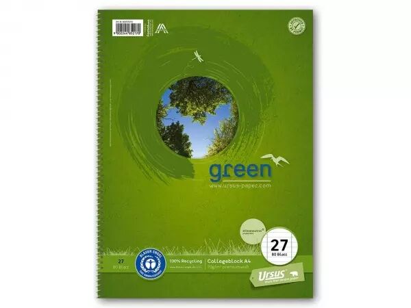 Cahier � spirale Ursus Green 160 pages A4