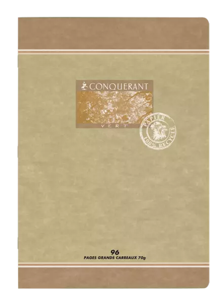 Cahier Conqu�rant Vert piqu� 21x29,7 A4 recycl� 96 p Sey�s 70g