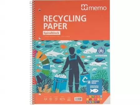 Cahier recyclé à spirale A4 160 pages