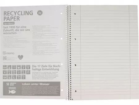 Cahier recyclé à spirale A4 160 pages