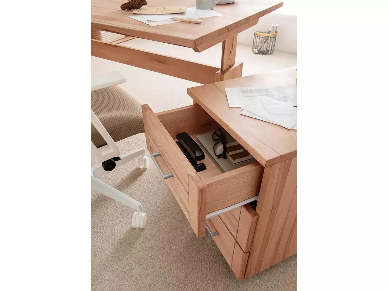 Caisson de bureau h&ecirc;tre massif, gamme Select