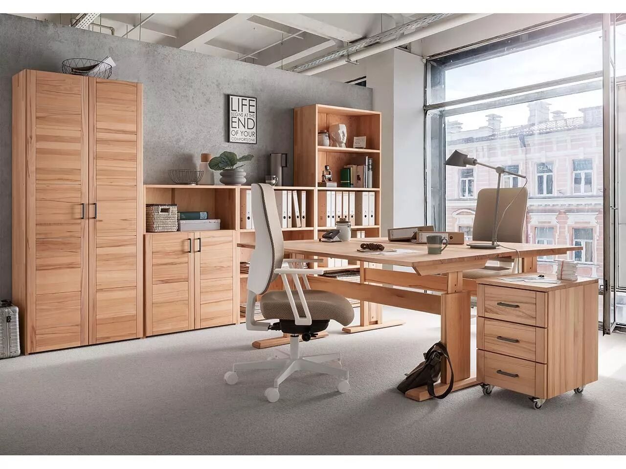 Caisson de bureau h&ecirc;tre massif, gamme Select