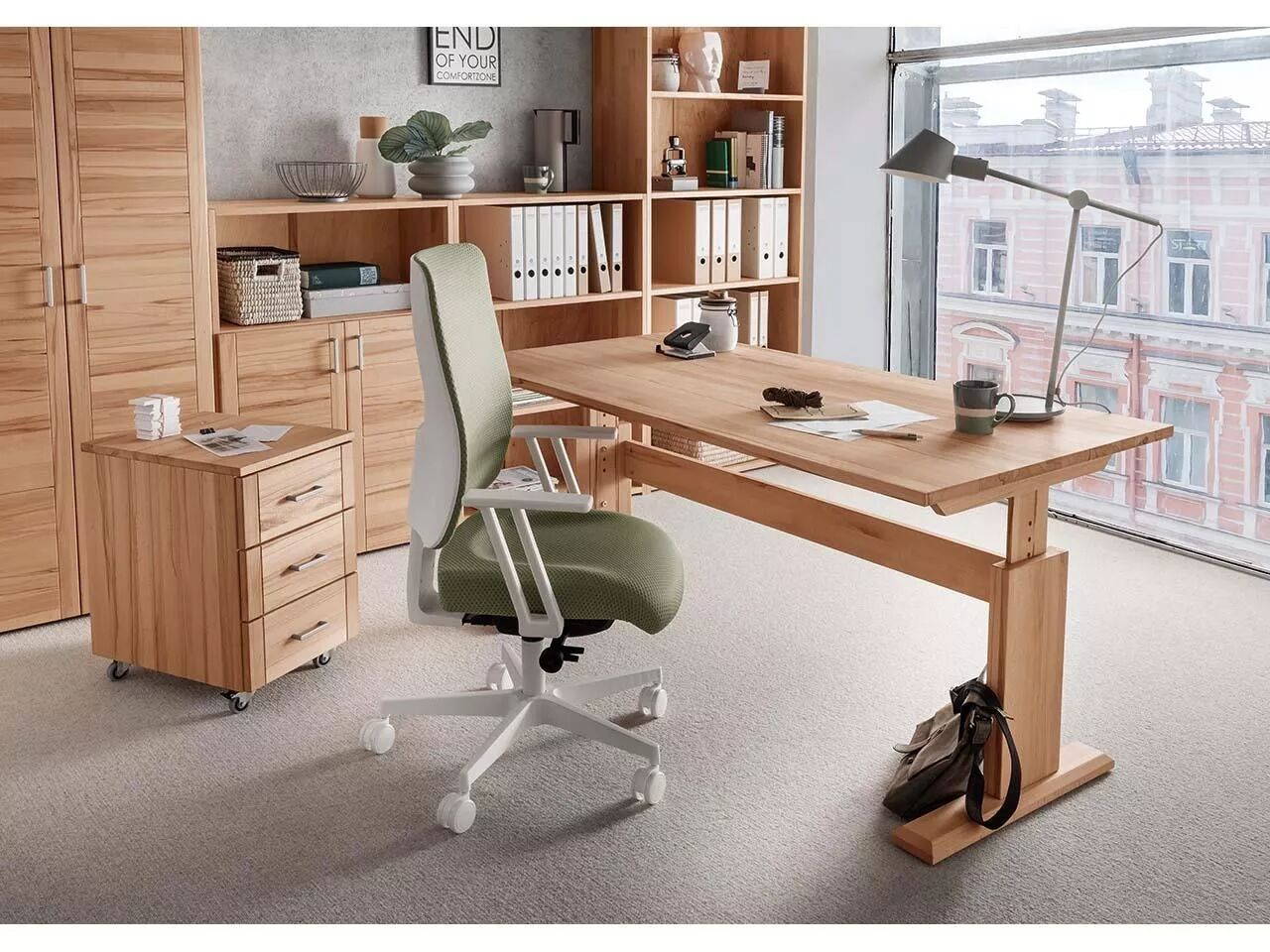 Caisson de bureau h&ecirc;tre massif, gamme Select