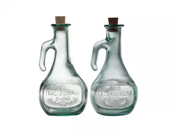 Carafes pour vinaigre et huile en verre recycl�