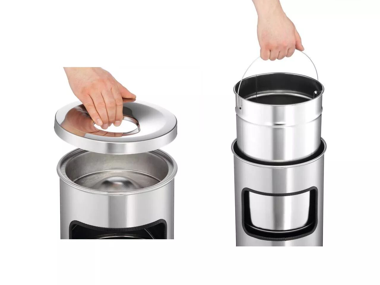 Cendrier 17L avec couvercle &eacute;touffoir en m&eacute;tal