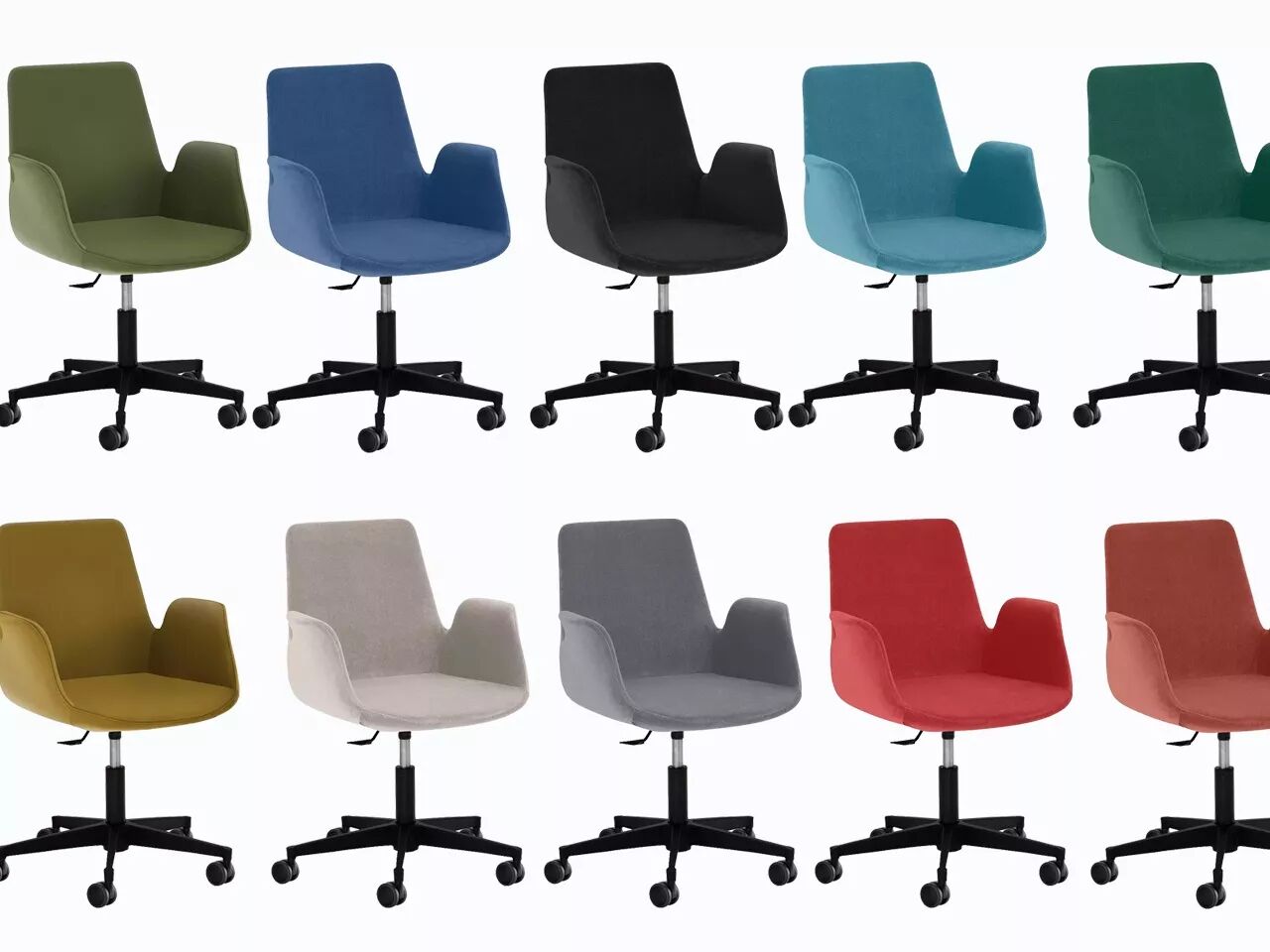 Chaise de bureau en tissu, &agrave; roulettes