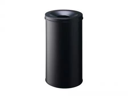 Corbeille &agrave; papier antifeu ronde SAFE, 60 litres, noir