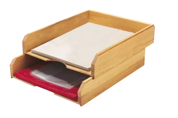 Corbeille courrier sapin huil�, A4, simple 6 cm