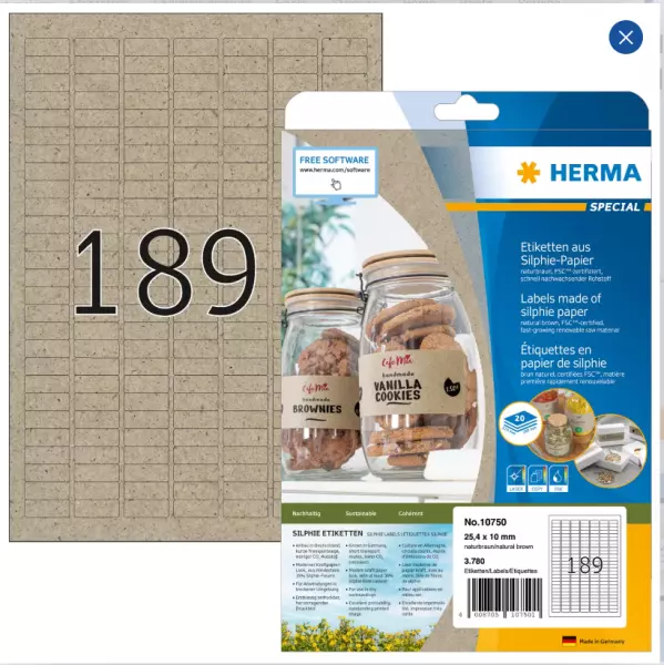 �tiquette autocollante �cologique en papier silphie et kraft, sur support A4