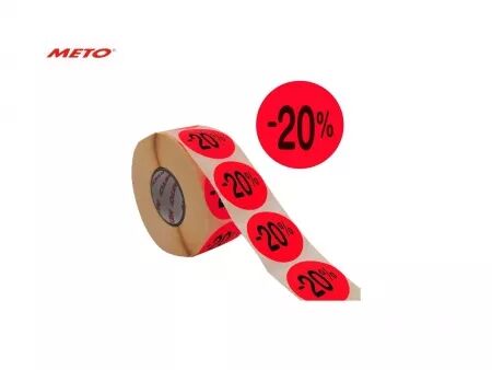 &Eacute;tiquette promotionnelle rouge METO