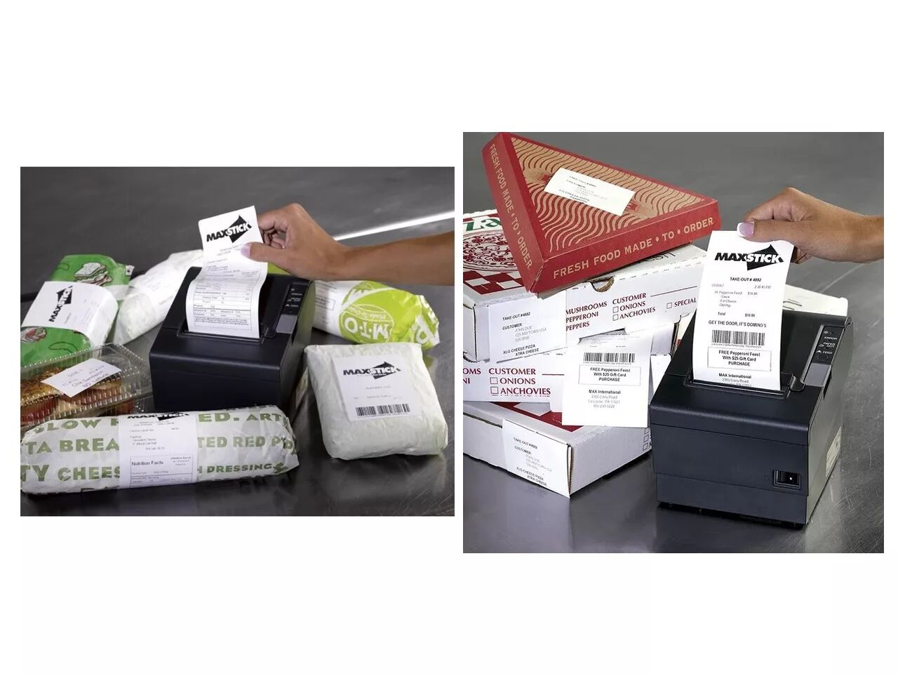 &Eacute;tiquettes MAXstick et &eacute;tiquettes papier thermique pour machine de vrac liquide