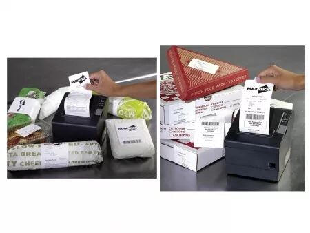 &Eacute;tiquettes MAXstick et &eacute;tiquettes papier thermique pour machine de vrac liquide