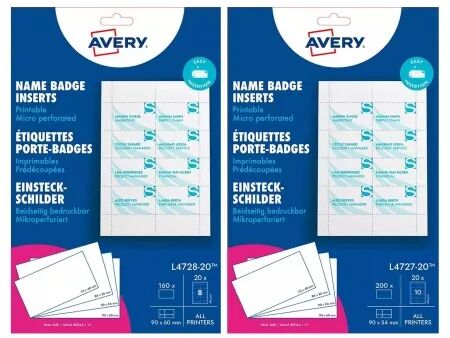 Étiquettes porte-badge Avery avec microperforation