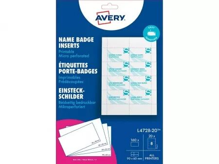 Étiquettes porte-badge Avery avec microperforation