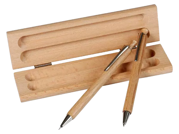 �tui bois massif, avec stylo+porte-mine Cone Line 100% bois FSC