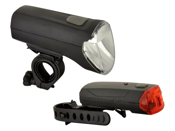 Kit d\'�clairage v�lo AV/AR � LED, 30 � 80 lux (sans piles/accus)
