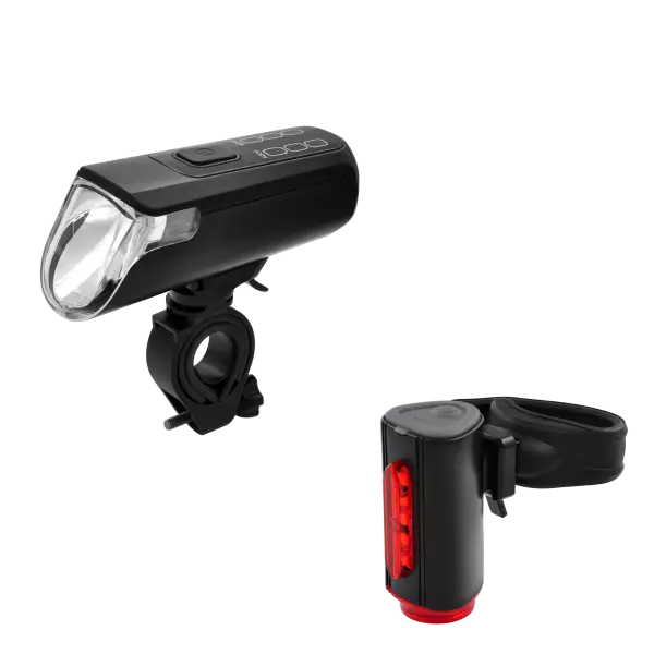 Kit d\'�clairage v�lo AV/AR � LED TWIN, rechargeable USB