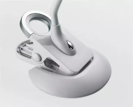 Lampe de bureau à LED Swirl, polyvalente pied/pince, blanc/argent
